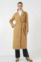 Women's Double-Breasted Collar Belted Cashmere Mustard Coat