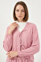 Women's V-Neck Gathered Waist Floral Patterned Pink Double Set - 6