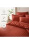 100% Cotton Satin Striped Double Duvet Cover Set - Tile - 6