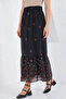 Women's Patterned Chiffon Black Skirt - 3
