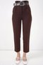 Women's High Waist Belted Brown Trousers - 6