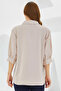 Women's Shirt Collar Satin Cream Blouse - 5