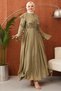 Molly Nelly Women's Long Voile Dress with Sleeve and Collar Detail - 4
