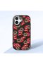 iPhone 17 Compatible Case with Camera Protector Black Silicone Couple Phone Case with Kiss Pattern