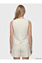 Beige Striped Linen Look Women's Vest - 7