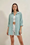 Women's Oversize Basic Cotton Water Green Shirt - 5