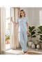 Women's Short Sleeve Long Crew Neck Ribbed Summer Themed Pajama Set - 2