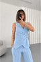 Women's Buckle Vest & Wide-Legged Ruffle Detailed Gagari Set