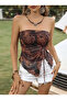 Women's graphic print crop top with front ruching - style 5097 - 2