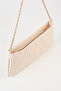 Women's Dalya Cream Star Embroidered Lined Zipper Closure Baguette Hand and Shoulder Bag