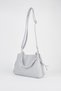 Women's Gray Faux Leather Knitted Strap Lined Zipper Closure Handbag and Shoulder Bag - 5
