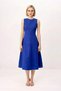 Women Midi Sleeveless Brode Woven Dress Crew Neck Lined Skater Cut Casual Elegant Daily Modern - 4