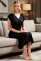 Women's Double Breasted Collar Sleeveless Midi Bodycon Knitted Dress Shirring Detailed Relaxed Cut Casual Modern Stylish Elegant - 3