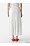 White Elastic Waist Lace Flared Skirt - 4