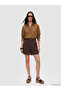 Brown Modal Blend Pleated Women's Shorts - 7