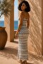 Summer Viscose Cotton Knitwear Beach Dress-Blue - 4