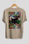 For the Love of Cats 124 Cat Printed Beige Oversize T-Shirt 100% Cotton Unisex Cat Lover Premium Design