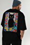 98 Cats for Cat Lovers Printed Black Oversize T-Shirt 100% Cotton Unisex Cat Lover Premium Design - 8