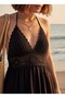 Lace Buldan Fabric Asymmetrical Cut Hand Knitted Bustier Model Beach and Daily Dress - 3