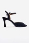 Elvia Navy Blue Suede Genuine Leather Women's Heeled Shoes - 4