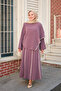 Women's Skirt Suit Set in Plum Color - 2