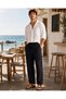 Men's 100% Cotton Muslin Tapered Leg Trousers, Relaxed Fit, Pockets, Lace-Up Casual Beach Trousers - 5
