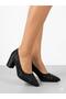 Women's satin stone detailed thick heeled evening shoes - 2