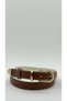 Women's Minimal Elegant Gold Three-Part Buckle Curved 2.5 cm Double Color Contrast Stitched Belt Pants Dress Coat Matching
