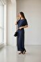 Women's Draped Modal Blouse and Flounce Detailed Palazzo Pants Set - 2