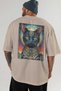 For the Love of Cats 66 Cats Printed Beige Oversize T-Shirt 100% Cotton Unisex Cat Lover Premium Design - 5