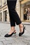 11003 Nubuck Bow Detailed Open Back 5 cm Heeled Women's Shoes - 6
