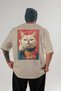 39 Cats for the Sake of Cat Love Printed Beige Oversize T-Shirt 100% Cotton Unisex Cat Lover Premium Design - 2