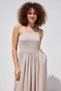 Women's Beige Dress with Gathered Waist and Straps - 4