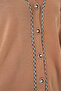 Women's V-Neck Buttoned Knitwear Camel Set - 6