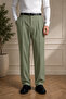Men's Green Pleated Detail Comfortable Fit Premium Series Fabric Trousers - 3