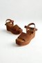 Tan Suede Genuine Leather Wedge Heel Women's Sandals Sl338 - 7
