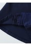 Girl's Navy Blue Dress with White Piping and Heart Print Bow Detail Summer Dress (Ages 3-12) - 4