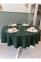 Pearl Velvet Textured Seamless Emerald Green Round Tablecloth - 2
