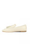 Beige Leather Women's Flat Shoes - 2