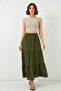 Women's Layered Ruffled Khaki Skirt - 3