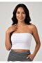 Women's White Ribbed Strapless Crop Bustier Casual - 4