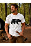 "Explore" White Bear Printed 100% Cotton Navy Blue Outdoor T-Shirt - 2