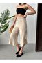 Women's Beige Side Slit Loose Cut Ayrobin Fabric Trousers - 3
