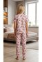 Girl's Pink Cotton Prince Patterned Summer Pajama Set - 2