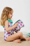 Girl's Green Watermelon Pattern Swimsuit & Bag Beach Set