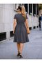 Women's Short Sleeve Collared Waist Belted Short Janjan Crepe Short Dress - 4