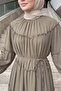 Chiffon Ruffle Dress 9886 - Stone Gray - 3