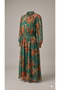 Women's Green Ethnic Patterned Long Closed Summer Style Lined Retro Dress Suitable for Hijab - 4
