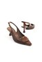 Lorenza Genuine Leather Brown Patent Leather Women's Perforated Thin Heeled Shoes - 2