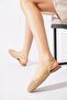 Ferfas Back Open Full Laser Genuine Leather Women's Ballerinas Nut Skin - 3